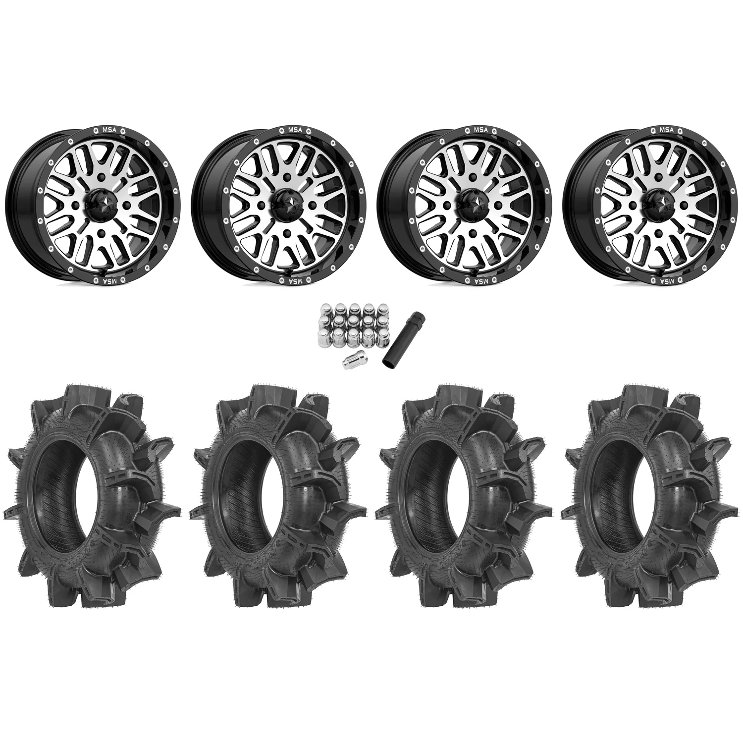 Terache Aztex XX 32x8.5-14 Tires on MSA M38 Brute Machined Wheels
